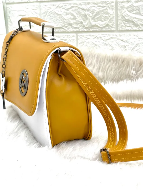 Yellow_Premium_Polyurethane_Cross_Body_Bag_For_Women