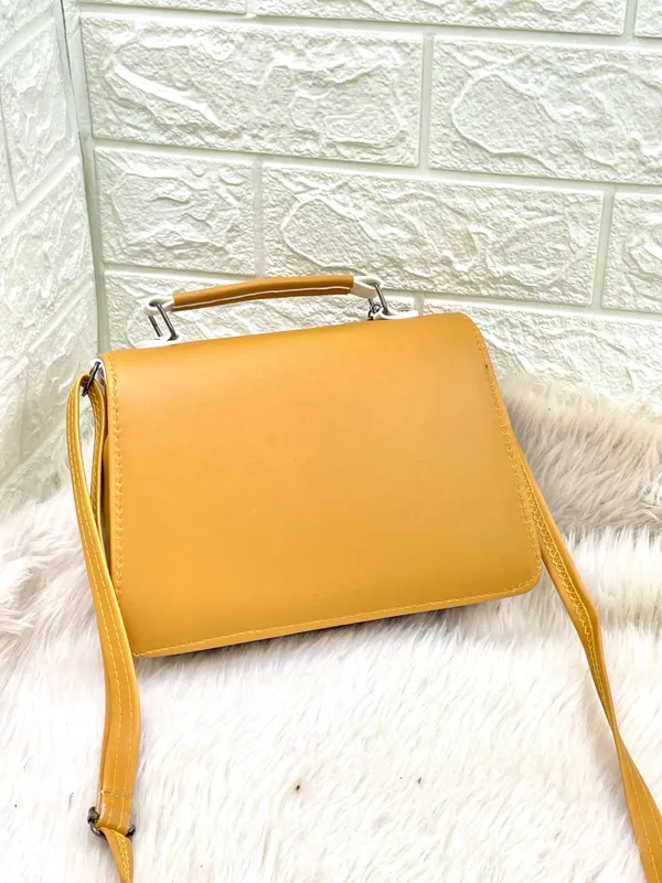 Yellow_Premium_Polyurethane_Cross_Body_Bag_For_Women
