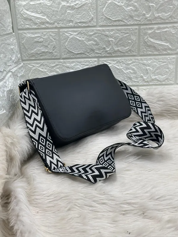 Black_Premium_Polyurethane_Cross_Body_Bag_For_Women