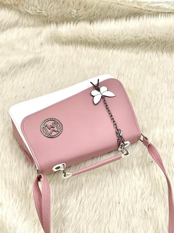 Light_Pink_Premium_Polyurethane_Cross_Body_Bag_For_Women