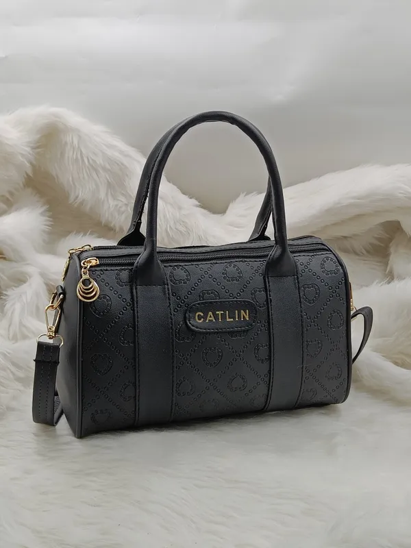 Black_Premium_Polyurethane_Cross_Body_Bag_For_Women