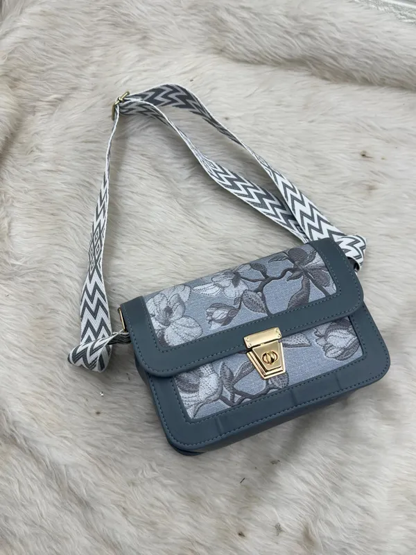 Grey_Premium_Polyurethane_Cross_Body_Bag_For_Women