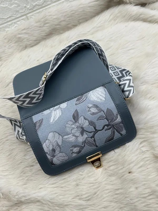 Grey_Premium_Polyurethane_Cross_Body_Bag_For_Women