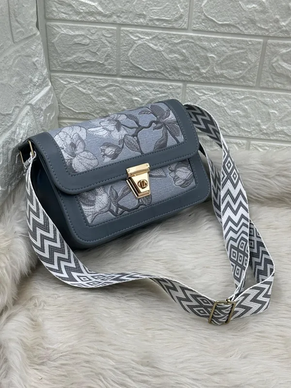 Grey_Premium_Polyurethane_Cross_Body_Bag_For_Women