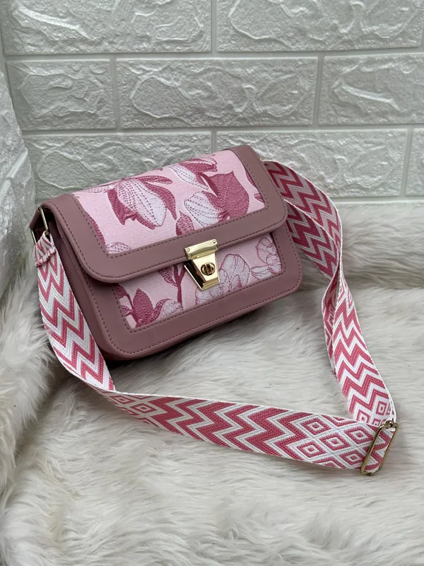 Light_Pink_Premium_Polyurethane_Cross_Body_Bag_For_Women