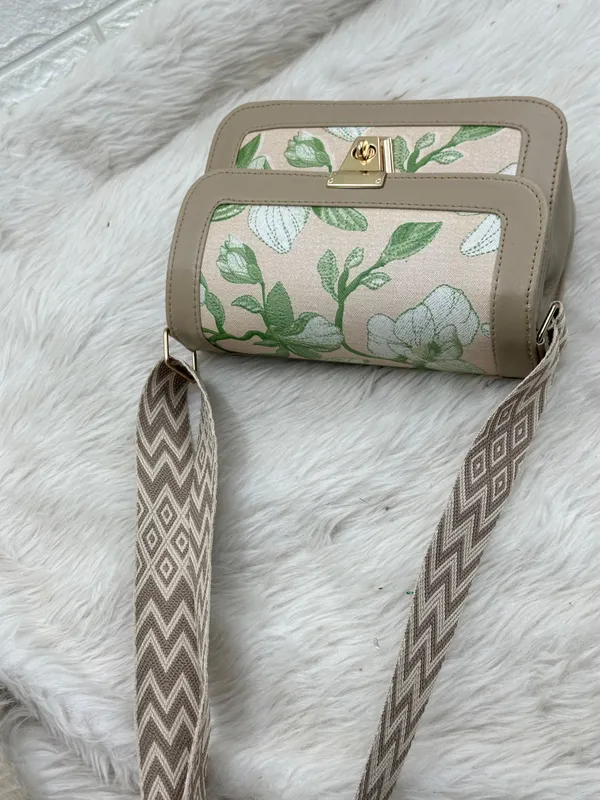 Khaki_Premium_Polyurethane_Cross_Body_Bag_For_Women