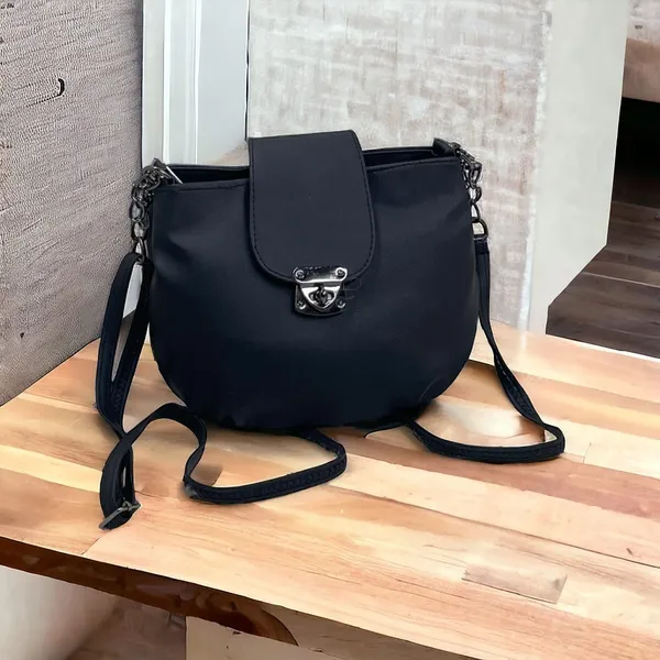 Black_Premium_Polyurethane_Cross_Body_Bag_For_Women