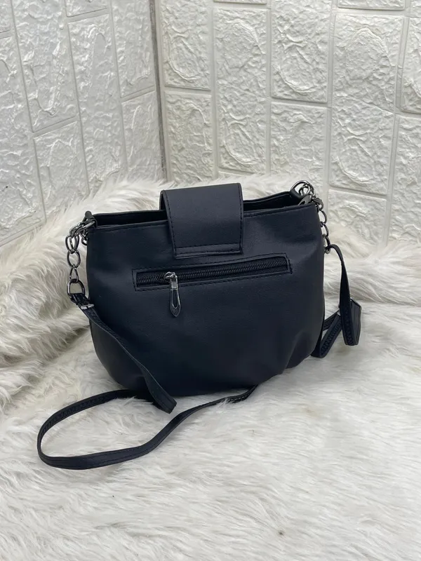 Black_Premium_Polyurethane_Cross_Body_Bag_For_Women
