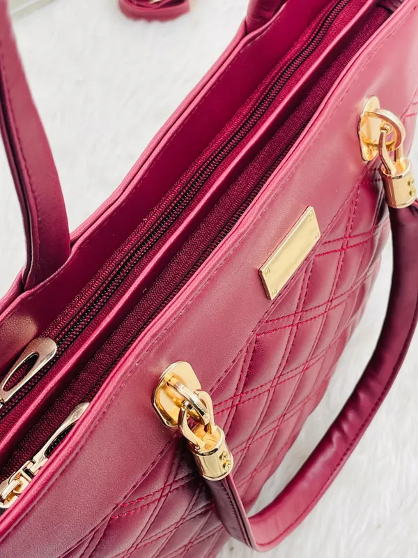 Maroon_Premium_Polyurethane_Hand_Bag_For_Women