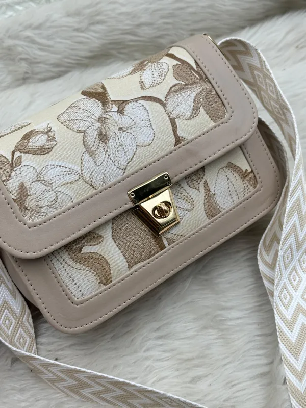 Cream_Premium_Polyurethane_Cross_Body_Bag_For_Women