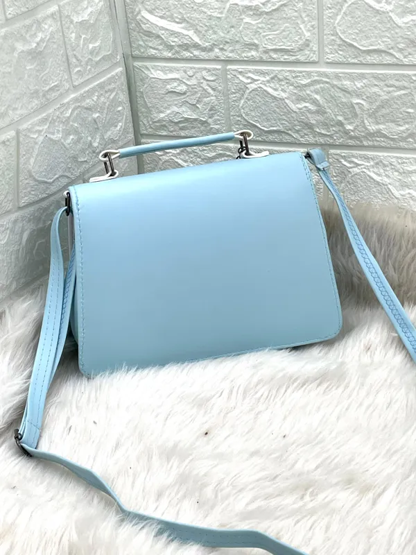 Sky_Blue_Premium_Polyurethane_Cross_Body_Bag_For_Women