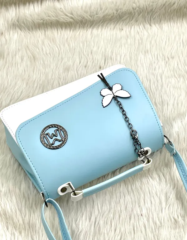 Sky_Blue_Premium_Polyurethane_Cross_Body_Bag_For_Women