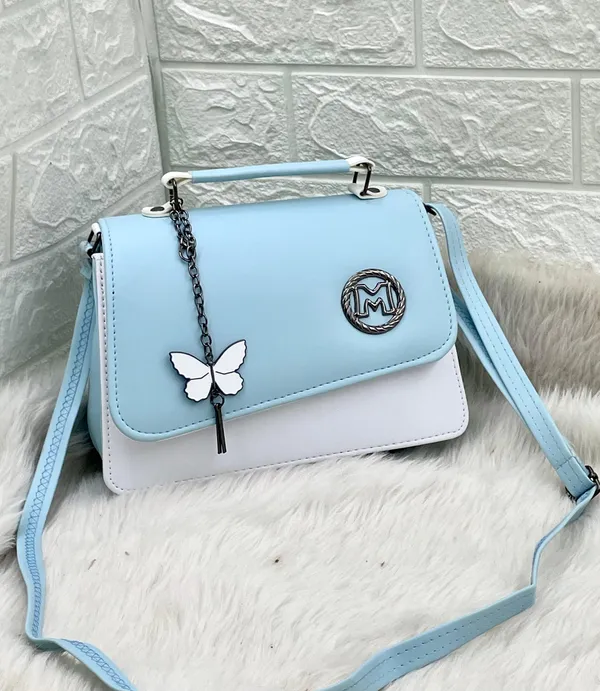Sky_Blue_Premium_Polyurethane_Cross_Body_Bag_For_Women