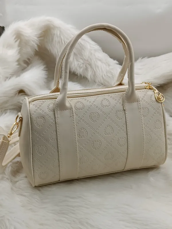 Cream_Premium_Polyurethane_Cross_Body_Bag_For_Women