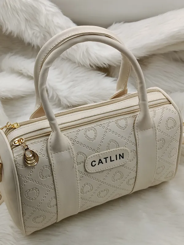 Cream_Premium_Polyurethane_Cross_Body_Bag_For_Women