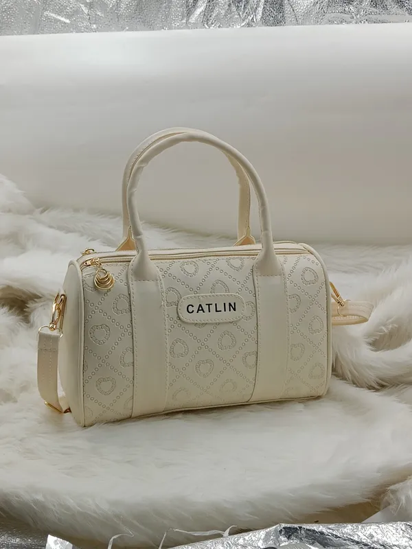 Cream_Premium_Polyurethane_Cross_Body_Bag_For_Women