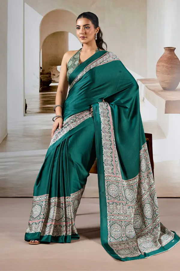 Ainsley_Green_Ajrakh_Printed_Satin_Crepe_Silk_Saree