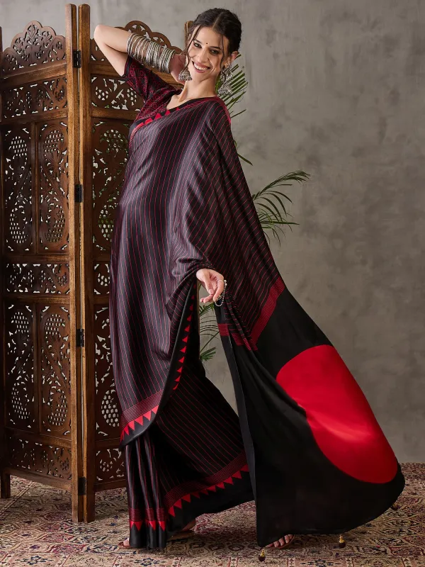 Black_Ajrakh_Printed_Silk_Saree_For_Women