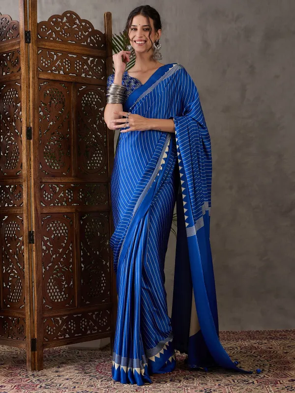 Blue_Ajrakh_Printed_Silk_Saree_For_Women