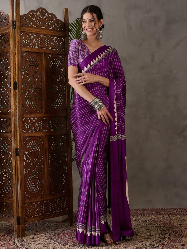 Purple_Ajrakh_Printed_Silk_Saree_For_Women