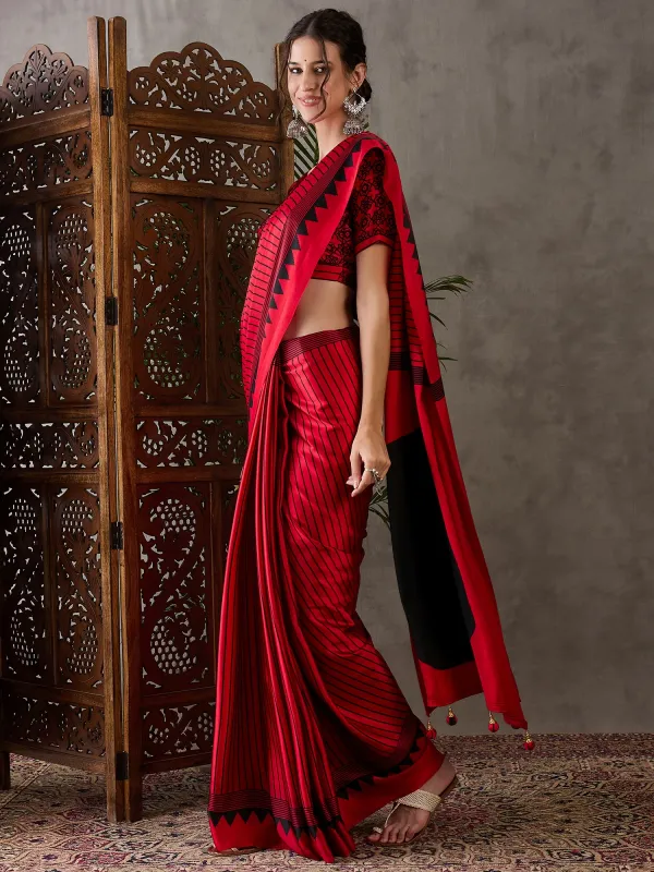 Red_Ajrakh_Printed_Silk_Saree_For_Women
