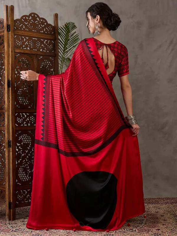 Red_Ajrakh_Printed_Silk_Saree_For_Women