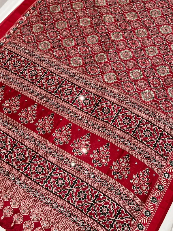 Amazing_Redis_Maroon_Ajrakh_Real_Mirror_Pashmina_Modal_Silk_Saree_