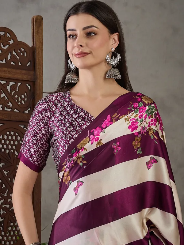 Amiable_Purple__Floral_Ajrakh_Printed_Semi_Modal_Silk_Saree_With_Serendipity_Blouse_Piece