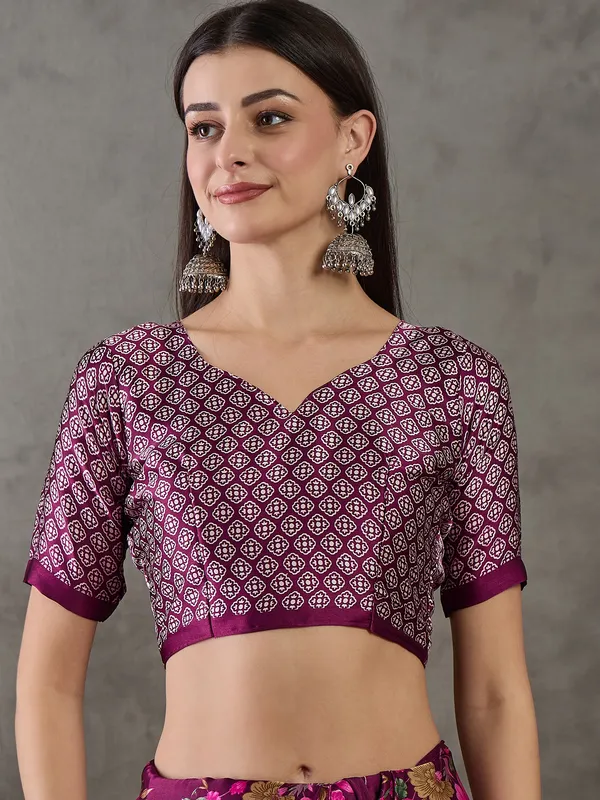 Amiable_Purple__Floral_Ajrakh_Printed_Semi_Modal_Silk_Saree_With_Serendipity_Blouse_Piece