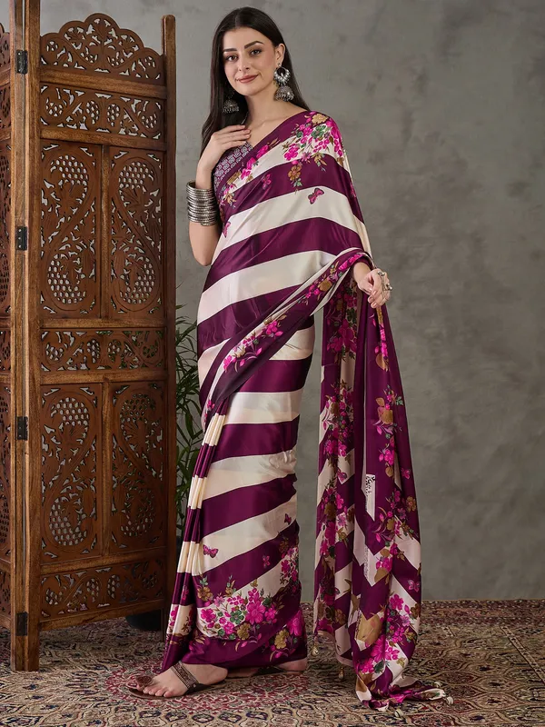 Amiable_Purple__Floral_Ajrakh_Printed_Semi_Modal_Silk_Saree_With_Serendipity_Blouse_Piece