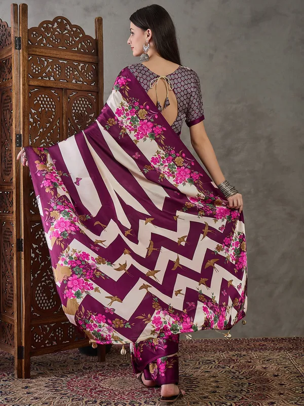 Amiable_Purple__Floral_Ajrakh_Printed_Semi_Modal_Silk_Saree_With_Serendipity_Blouse_Piece