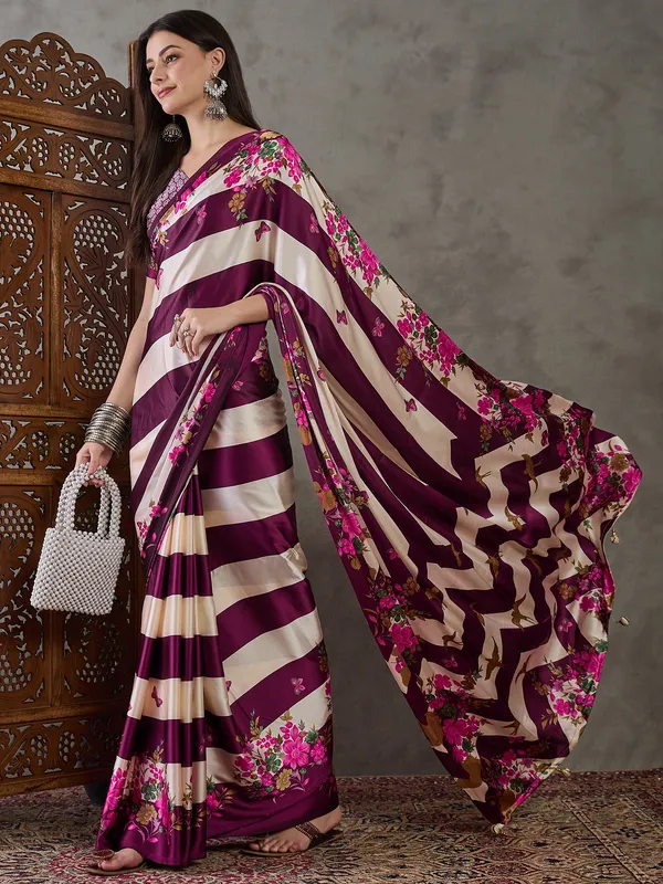 Amiable_Purple__Floral_Ajrakh_Printed_Semi_Modal_Silk_Saree_With_Serendipity_Blouse_Piece