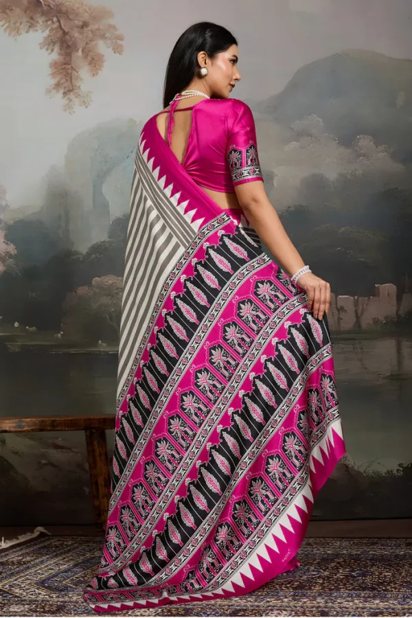 White_And_Pink_Aster_Ajrakh_Printed_Satin_Crepe_Silk_Saree_For_Women