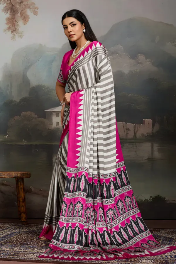 White_And_Pink_Aster_Ajrakh_Printed_Satin_Crepe_Silk_Saree_For_Women