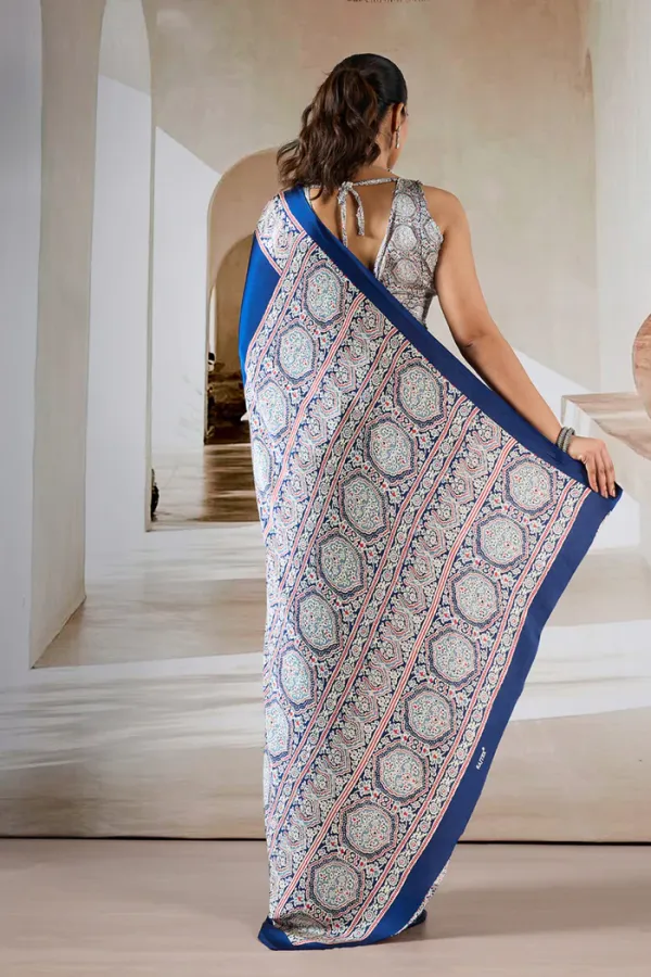 Azure_Blue_Ajrakh_Printed_Satin_Crepe_Silk_Saree
