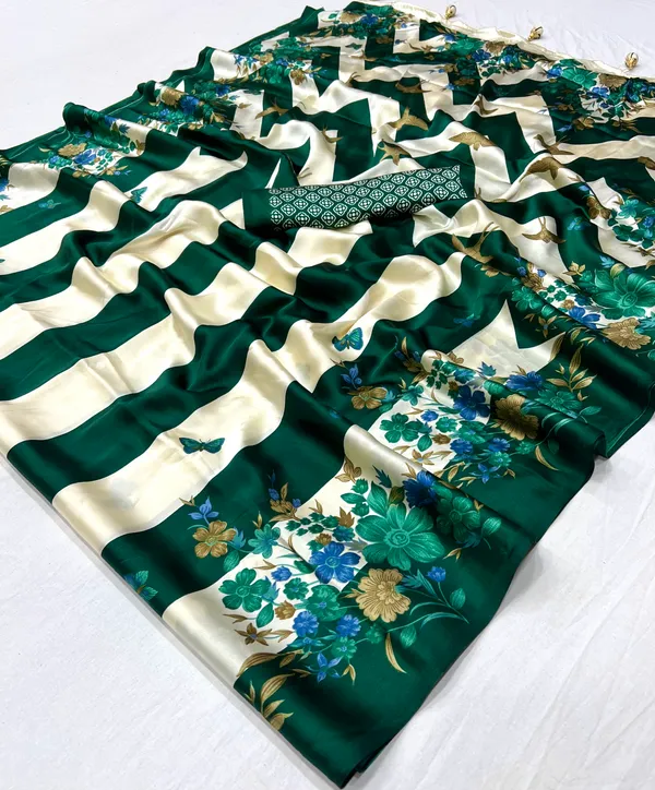 Charming_Dark_Green_Floral__Ajrakh_Printed_Semi_Modal_Silk_Saree_With_Elegant_Blouse_Piece
