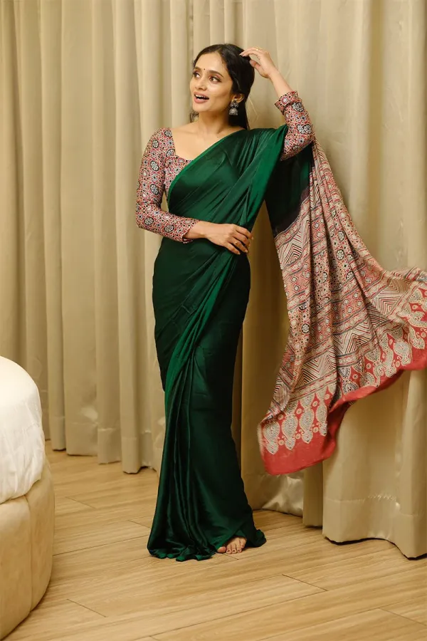 Forest_Dark_Green_Modal_Silk_Saree
