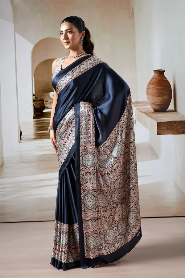 Grease_Black_Ajrakh_Printed_Satin_Crepe_Silk_Saree