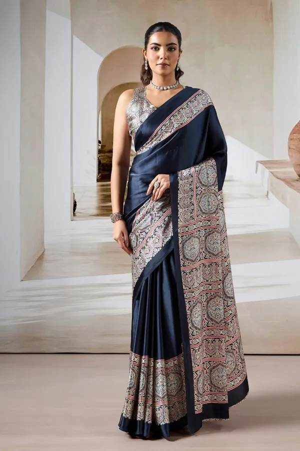Grease_Black_Ajrakh_Printed_Satin_Crepe_Silk_Saree