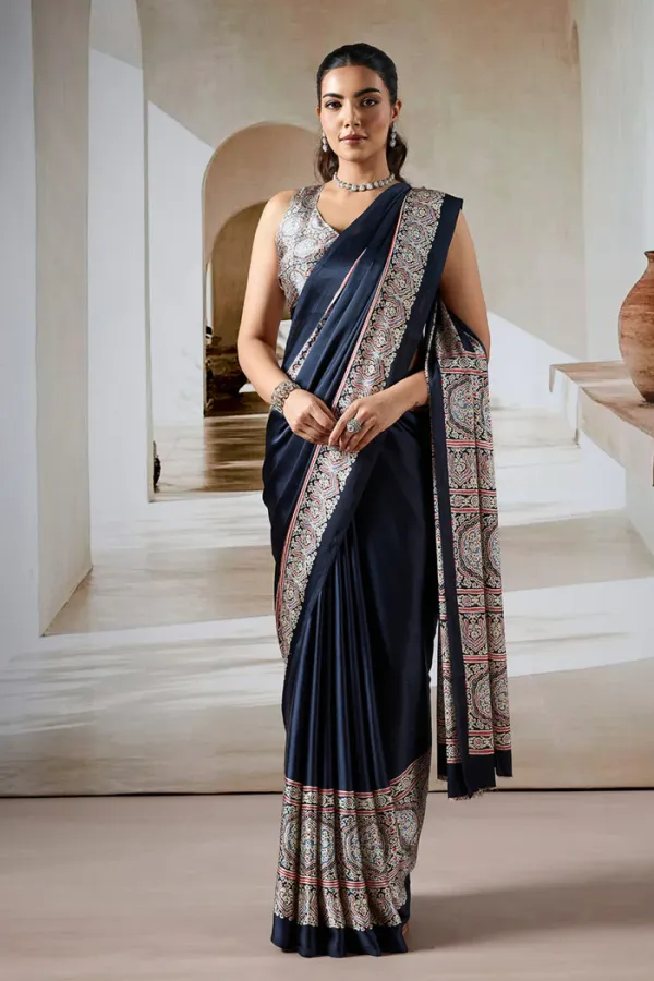 Grease_Black_Ajrakh_Printed_Satin_Crepe_Silk_Saree