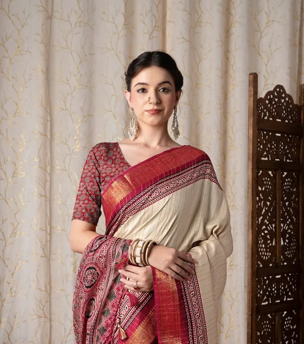 Jalpari_Maroon_And_Cream_Pashmina_Modal_Silk_Ajrakh_Printed_Saree