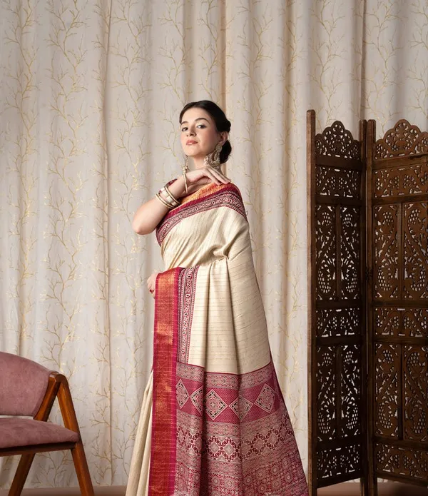 Jalpari_Maroon_And_Cream_Pashmina_Modal_Silk_Ajrakh_Printed_Saree