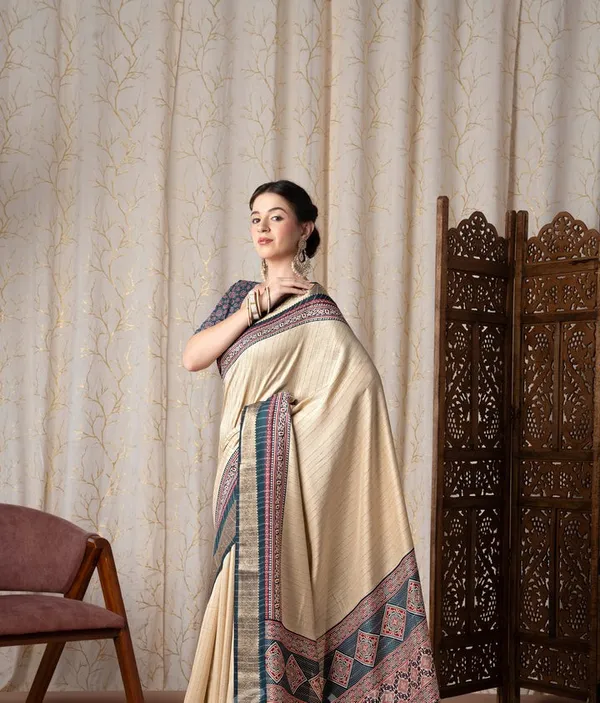 Jalpari_Morpich_And_Cream_Pashmina_Modal_Silk_Ajrakh_Printed_Saree
