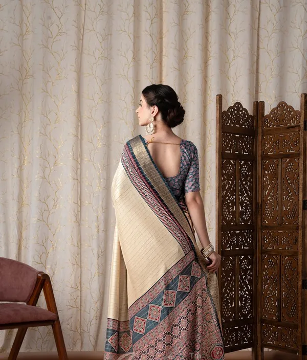 Jalpari_Morpich_And_Cream_Pashmina_Modal_Silk_Ajrakh_Printed_Saree