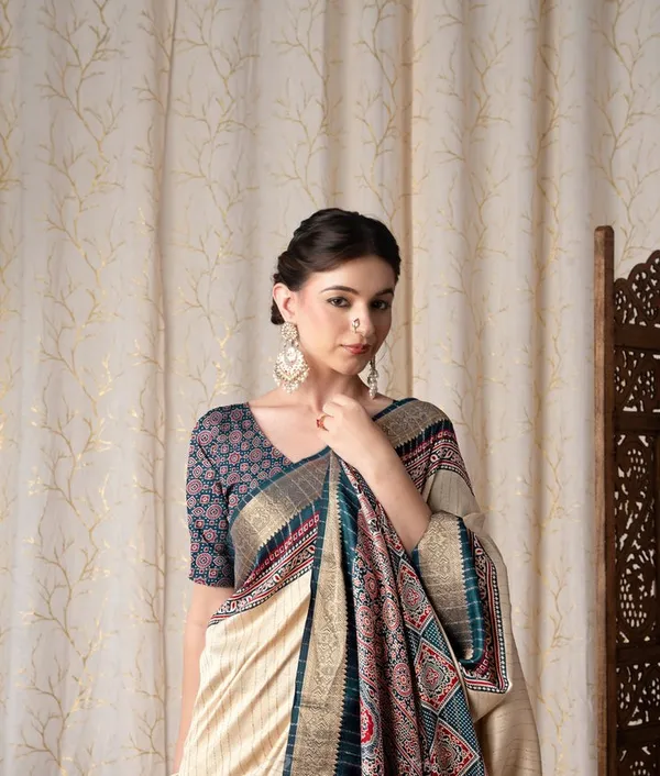 Jalpari_Morpich_And_Cream_Pashmina_Modal_Silk_Ajrakh_Printed_Saree