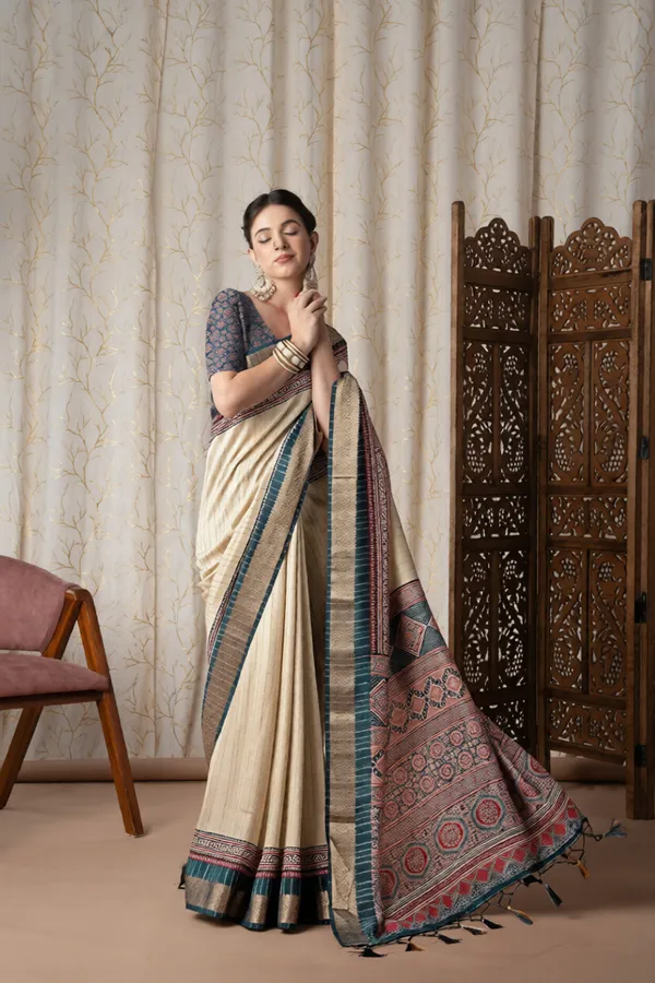Jalpari_Morpich_And_Cream_Pashmina_Modal_Silk_Ajrakh_Printed_Saree