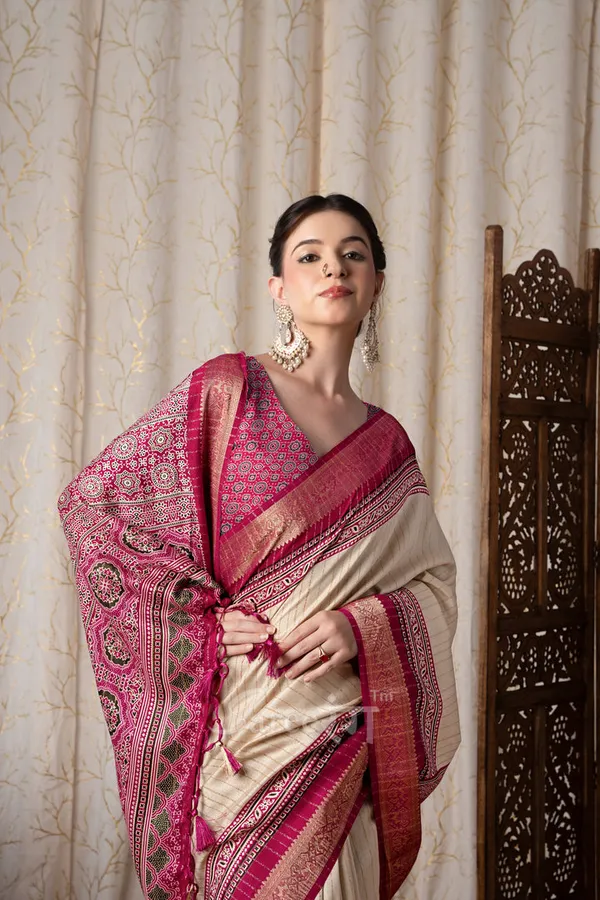 Jalpari_Rani_And_Cream_Pashmina_Modal_Silk_Ajrakh_Printed_Saree