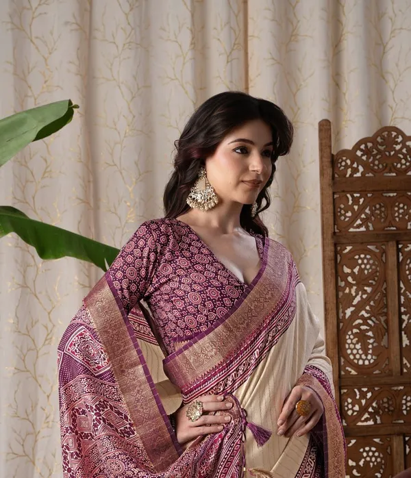 Jalpari_Wine_And_Cream_Pashmina_Modal_Silk_Ajrakh_Printed_Saree