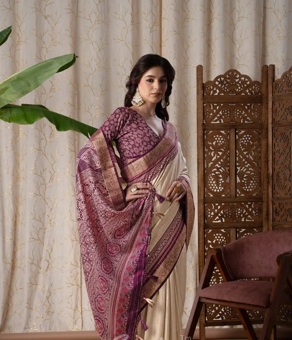 Jalpari_Wine_And_Cream_Pashmina_Modal_Silk_Ajrakh_Printed_Saree