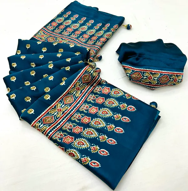 James_Blue_James_Ajrakh_Printed_Satin_Gaji_Silk_Saree_For_Women